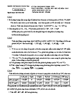 Kì thi chọn học sinh giỏi THPT chuyên  Duyên hải bắc bộ năm 2015 môn Hoá học lớp 10